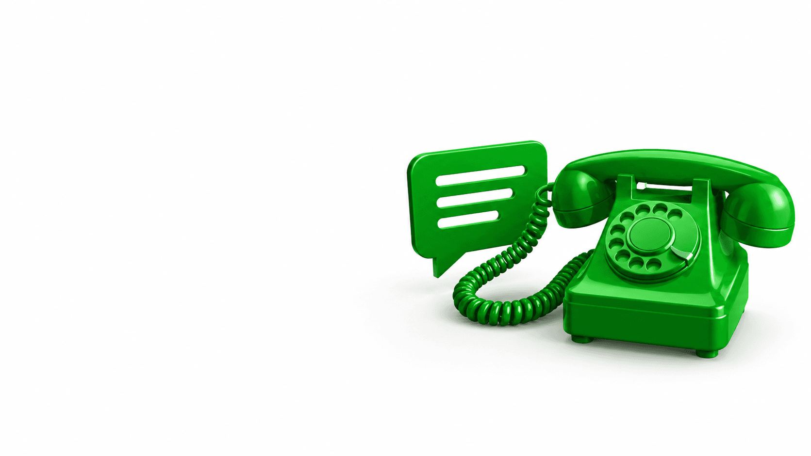 Green retro telephone with a chat bubble